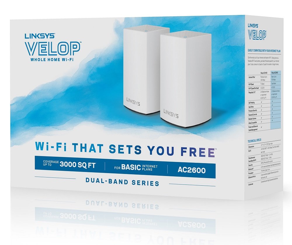 WiFi Router/WiFi Extender for Whole-Home Mesh Network Linksys Velop Tri-Band Home Mesh WiFi System Renewed 1-pack, White 