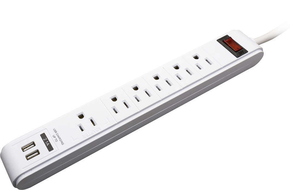 PHILIPS 6 OUTLET POWER STRIP PROTECTOR PHI-SPP6069D/37 - Wizz Computers Ltd