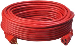 COLEMAN CABLE 02409 14/3 OUTDOOR EXTENSION CORD, 100', RED