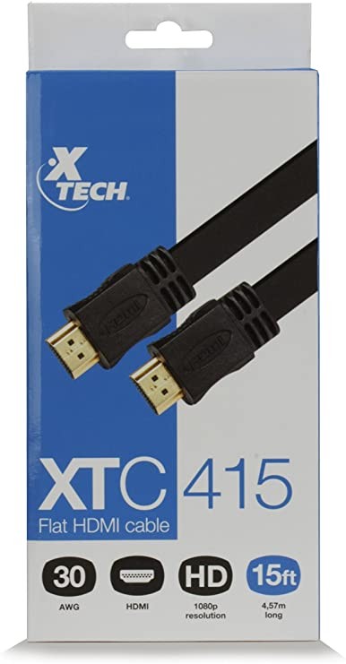 AB004XTK75 XTECH CABLE FLAT HDMI 15FT M/M XTC-415