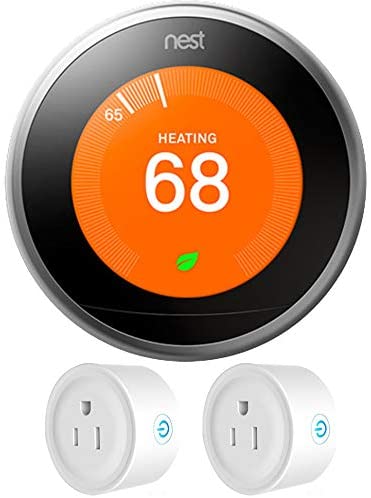 Nest Learning Thermostat (3rd Gen) with Deco Gear 2 Pack WiFi Smart Plugs