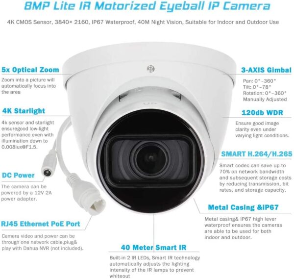 B083SKK6ZL VALUCAM 8MP STARLIGHT POE IP CAMERA