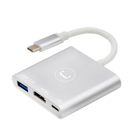 UNNO TEKNO ,HB1101SV, HUB TYPE C, 3 IN 1, HDMI + 1-USB 3.0 + PD