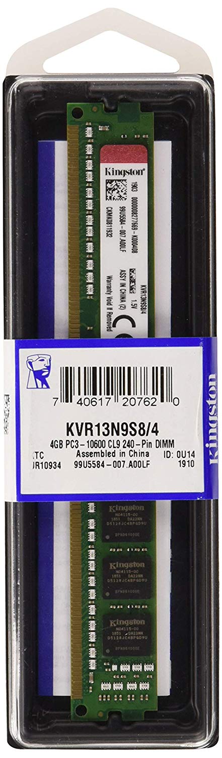 Kingston Technology 4GB 1333 MHz 240-Pin DDR3 SDRAM Memory Module (KVR13N9S8/4)