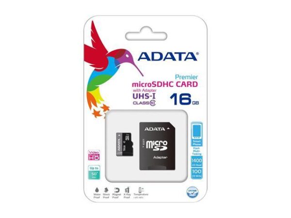 ADATA 16GB microSDHC Memory Card & SD Adapter